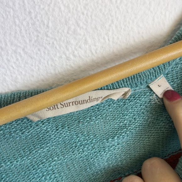 Soft Surroundings Beachy stripe sweater L - Picture 4 of 8